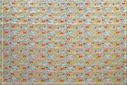 Oriental Medallion Jacquard Fabric, Gold Thread Chinese Textile, 59"W