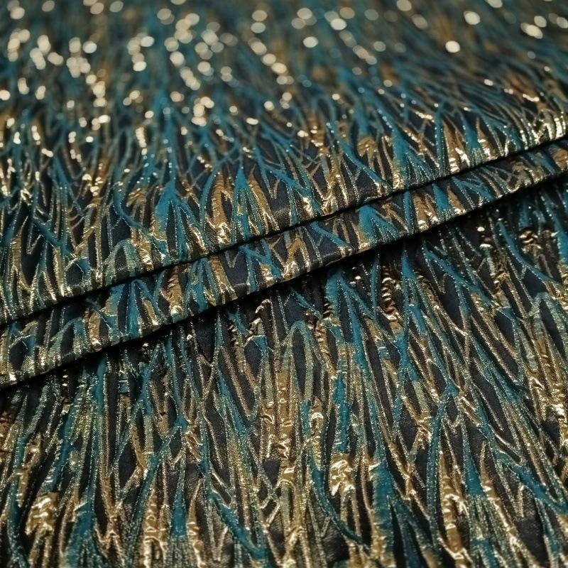 Metallic 3D Texture Jacquard Fabric: 56" Wide Polyester Blend