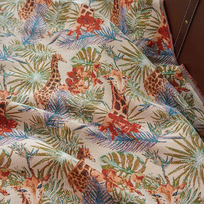 Giraffe Zoo Jacquard Fabric: Autumn Upholstery & Sewing Material