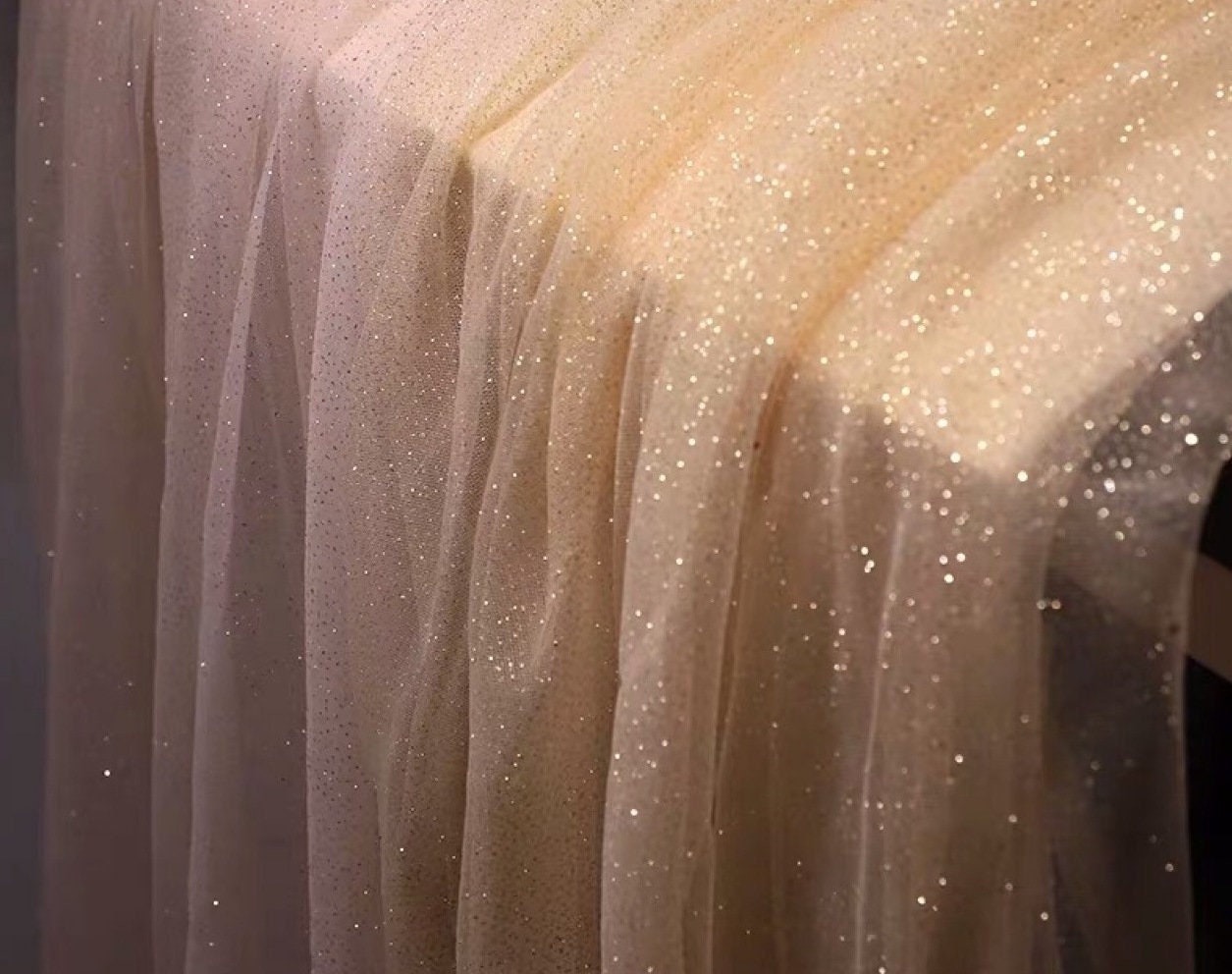 Glitter Voile Fabric: Silver-Sprayed Mesh, Romantic Wedding Veil, 59"W