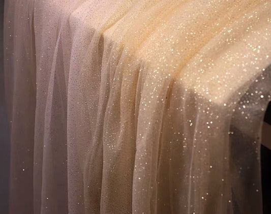 Glitter Voile Fabric: Silver-Sprayed Mesh, Romantic Wedding Veil, 59"W