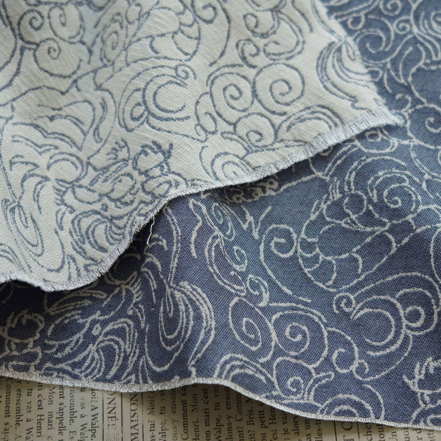 Jacquard Denim Fabric: 3D Reverse Design, Upholstery Sewing Material, 52"