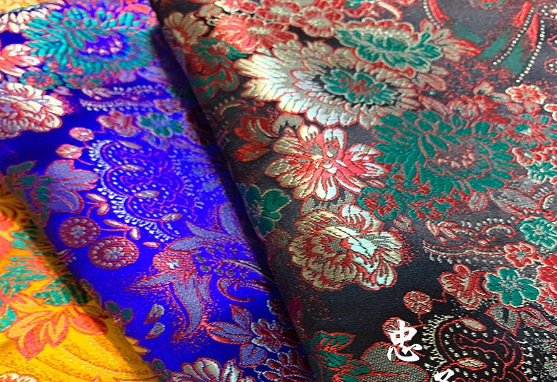 Floral Silk Brocade Fabric: Colorful Cheongsam Qipao Sewing Material