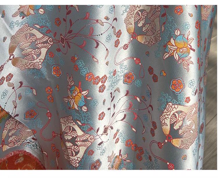 Pisces Fish Silk Brocade Fabric: 58"W Cheongsam Quilting Material