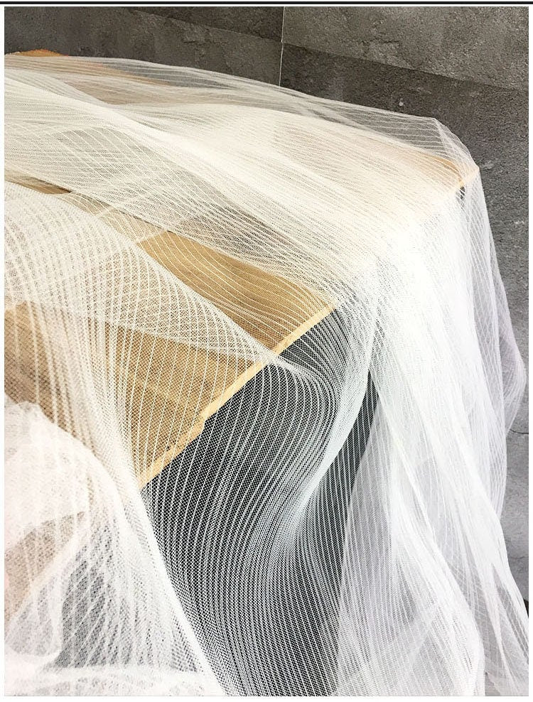 Pleated Mesh Fabric, Stiff Texture, Veil, Prom, Events, Crafts, 65" Wide