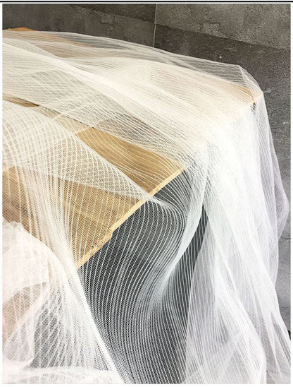 Pleated Mesh Fabric, Stiff Texture, Veil, Prom, Events, Crafts, 65" Wide