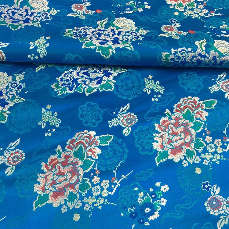 Ethnic Style Silk Brocade Fabric: Cheongsam Jacquard, Purple Floral (By 1 Meter)