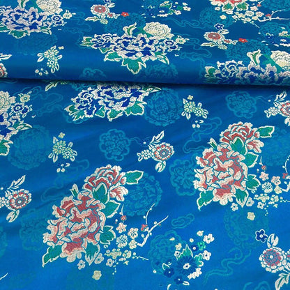 Ethnic Style Silk Brocade Fabric: Cheongsam Jacquard, Purple Floral (By 1 Meter)