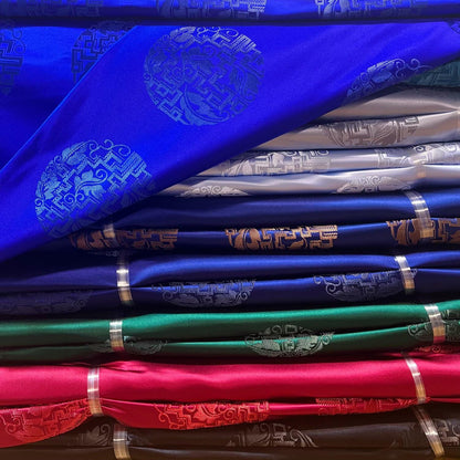 Silk Brocade Fabric: Mongolian Tibetan Style, 58" Wide - Costume, Decor