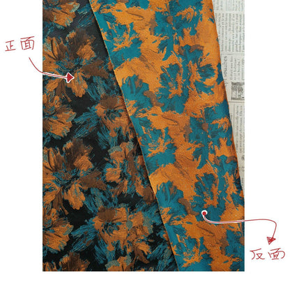 Floral Jacquard Fabric | 3D Embossed Gold Thread, 61" Wide