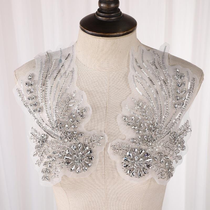 Embroidered Lace Trim with Sequins and Beading - Bridal Wedding Dress Accessory