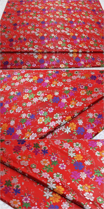 Cherry Blossom Jacquard Brocade Fabric: Japanese Silk Rayon Blend
