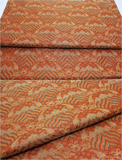 Tissu brocart de soie et rayonne à motif vagues océaniques - 75 cm