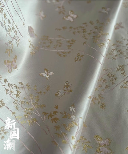 Butterfly Jacquard Brocade Fabric: Silver Plum Rayon, 55" Wide