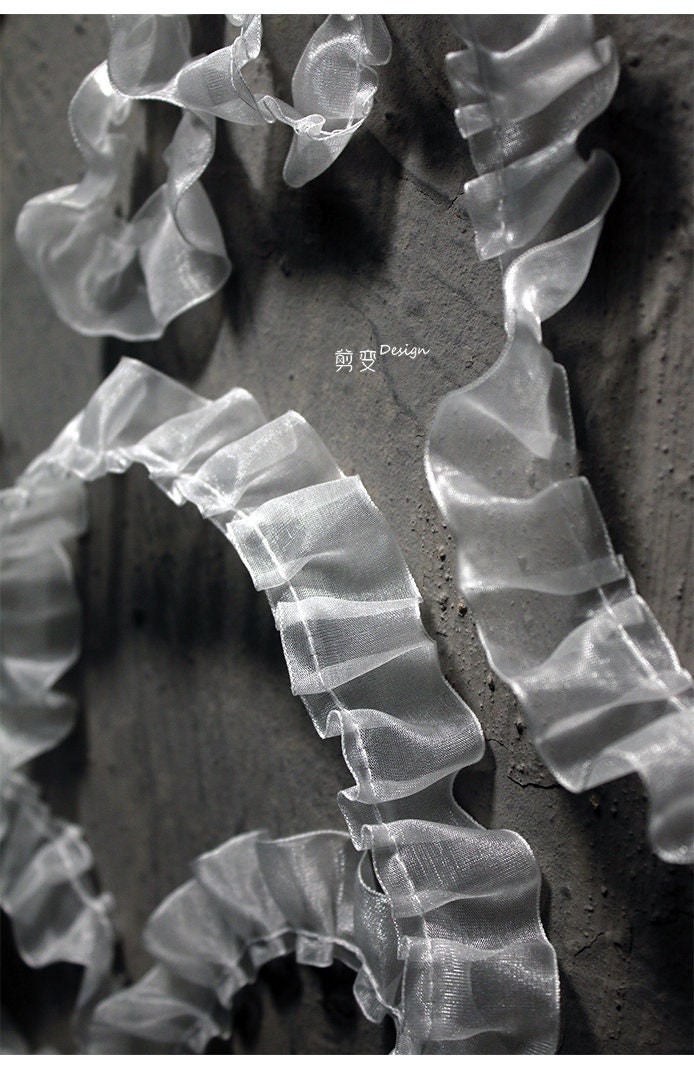 Pleated Tulle Lace Fabric: 1.2" Ruffle Trim, Doll & Wedding Decor