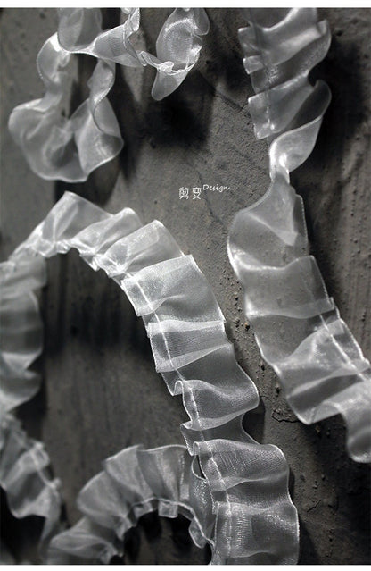 Pleated Tulle Lace Fabric: 1.2" Ruffle Trim, Doll & Wedding Decor