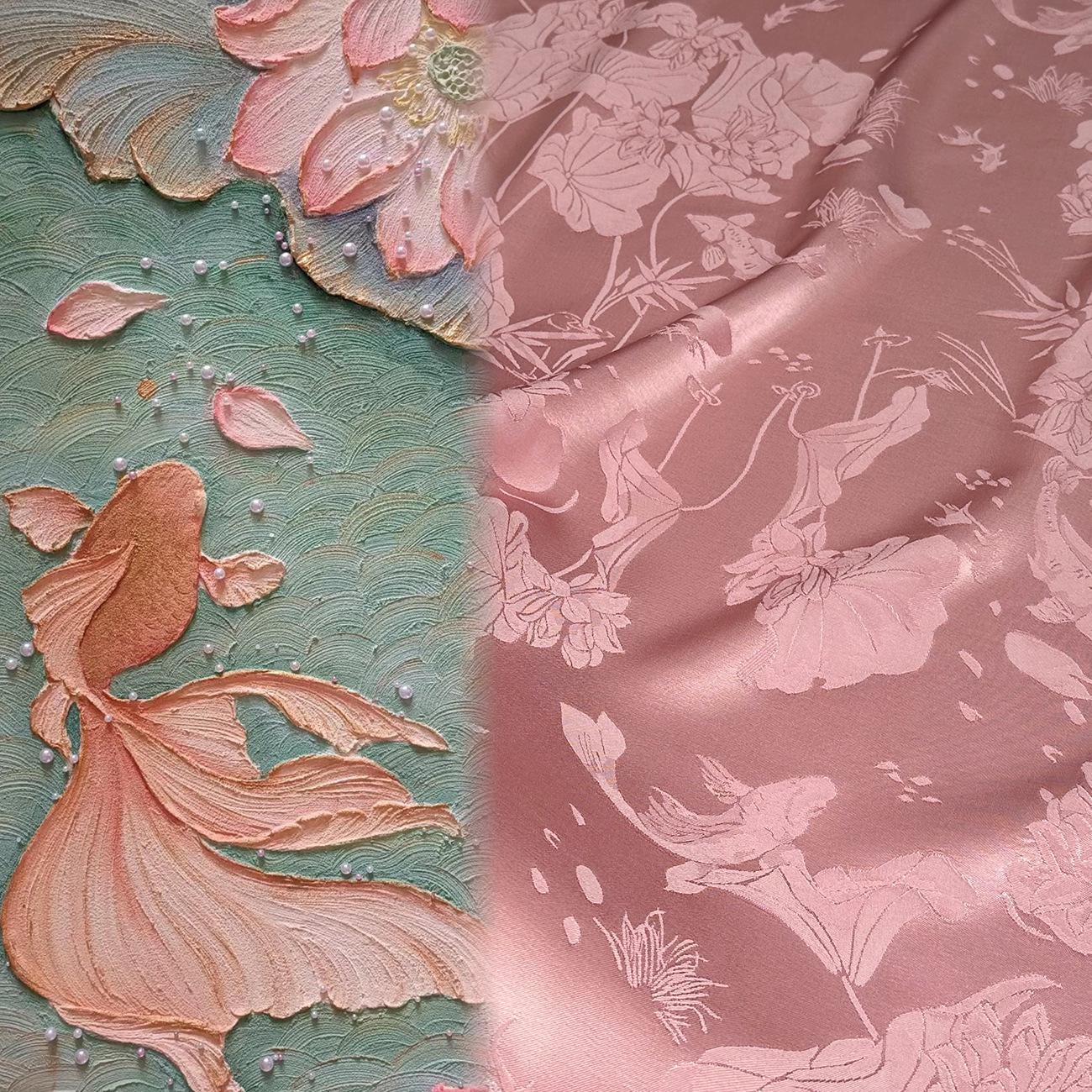 Lotus Jacquard Satin Damask Fabric: 59" Wide Rayon Sewing Material