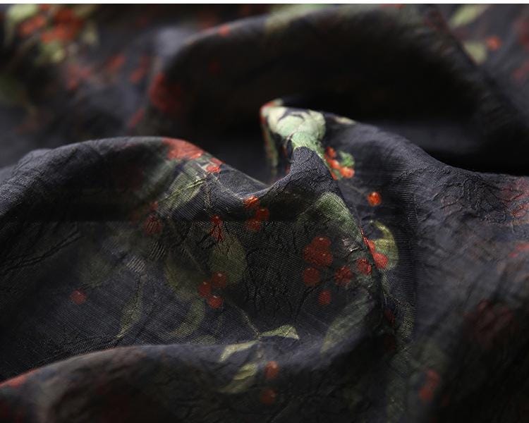 Floral Tencel Ramie Fabric: Sewing Material by Meter (59 inch)