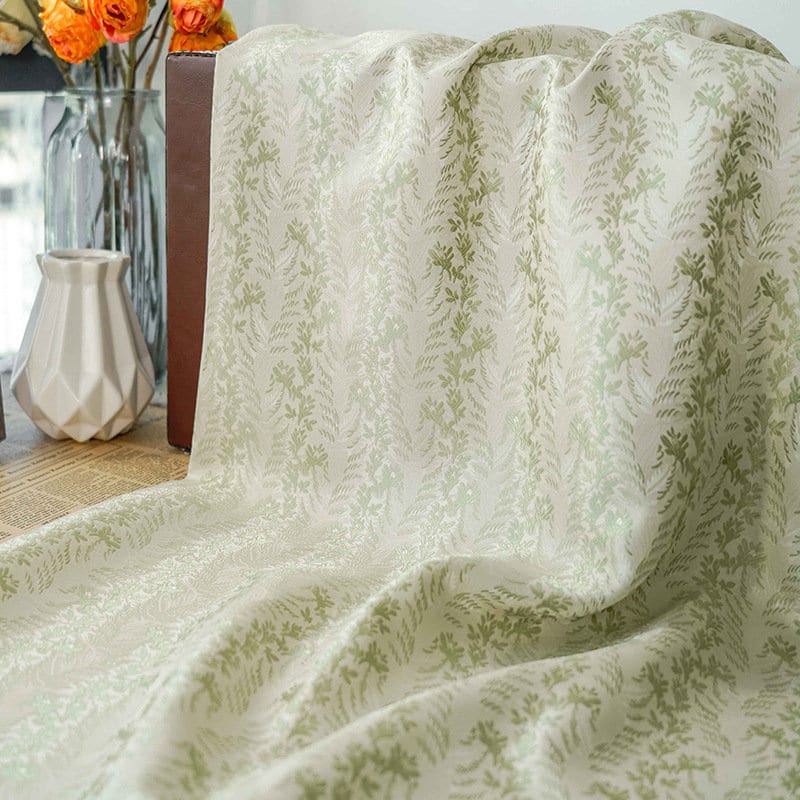Mint Green Jacquard Fabric: 3D Floral Design, 65" Wide