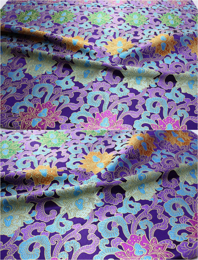 Lotus Brocade Fabric: Chinese Qipao Sewing & Upholstery (29.5" Wide)