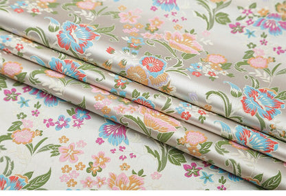 Floral Silk Brocade Fabric: 29.5" Wide, Sewing & Upholstery By The Meter