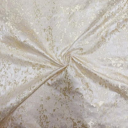 Tissu jacquard à texture 3D métallisée - Blanc doré, 140 cm de large
