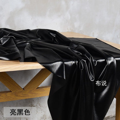 Black Matte Pleather Fabric: 4-Way Stretch Polyester Spandex (58"W)