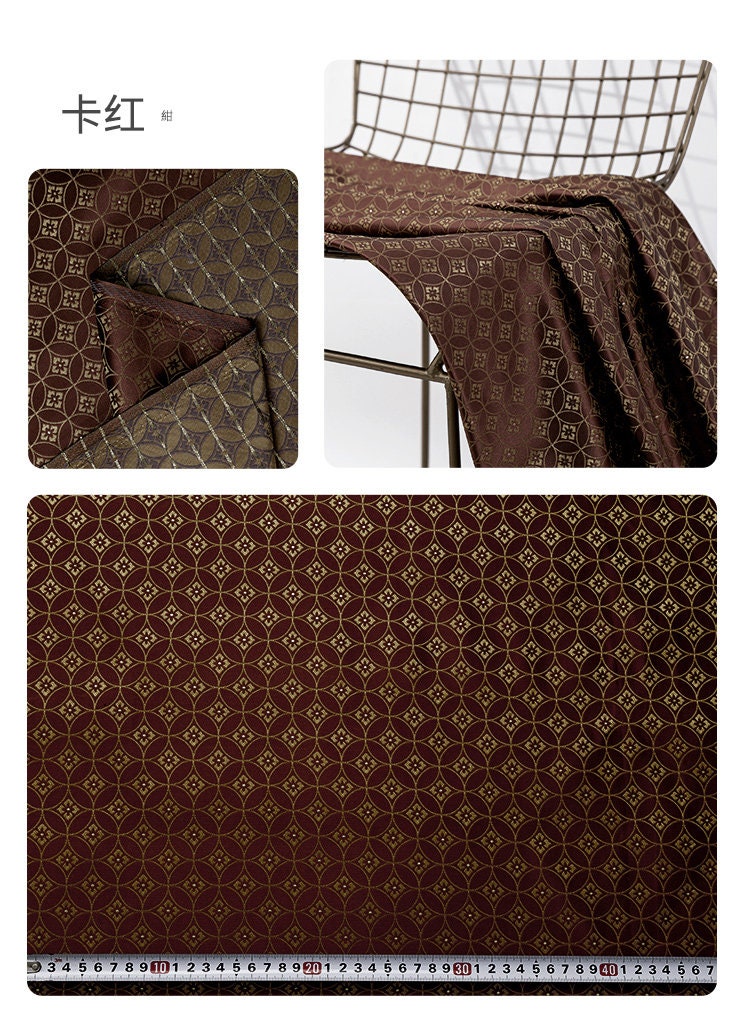 Tissu brocart de soie jacquard : tissu en rayonne de style chinois, largeur 150 cm