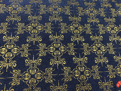 Navy Silk Brocade Fabric: Dragon Cheongsam Jacquard (29.5" W)