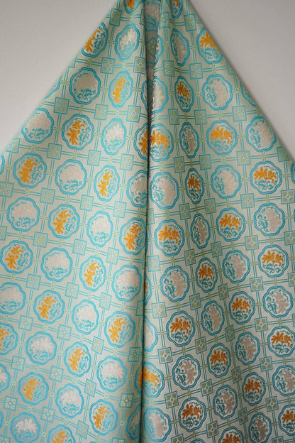 Magnolia Brocade Fabric: Bean Green Chinese Rayon Blend, 64"W
