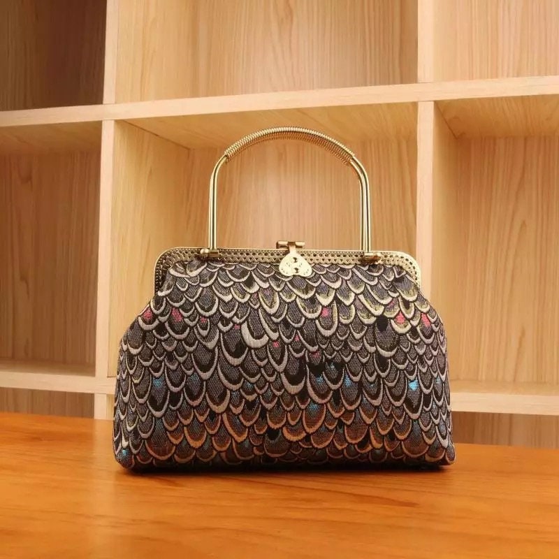 Metallic Damask Satin Fabric: 3D Fish Scale Jacquard, 57" Wide