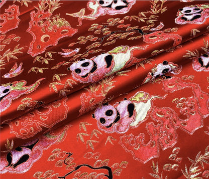 Panda Brocade Satin Fabric: 59" Wide Chinese Style Sewing