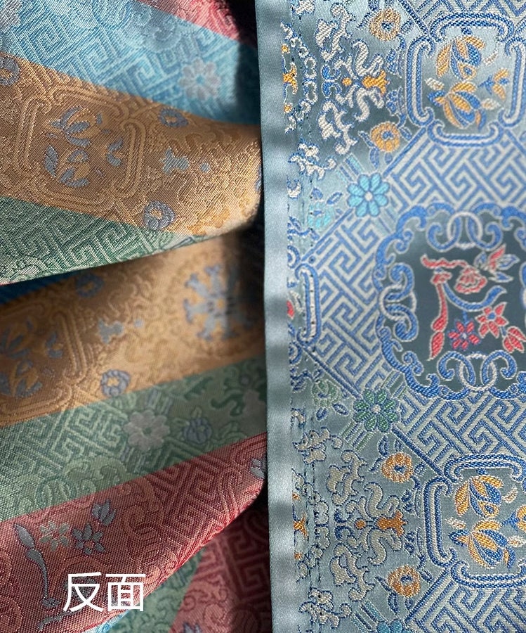 Silver Blue Song Brocade Fabric: 55"W Chinese Wishful Window Grilles Rayon