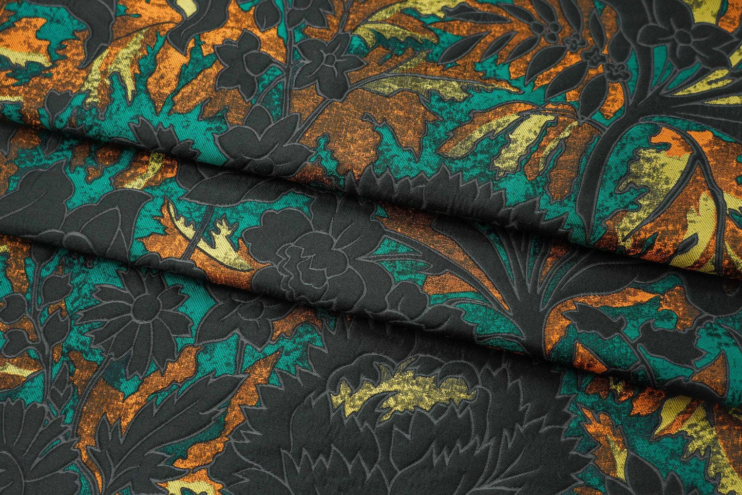 Gold Thread Jacquard Fabric: 3D Oil Painting Texture, 64" Wide