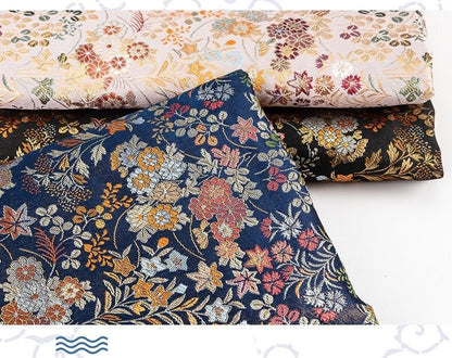 Japanese Silk Brocade Fabric: Daisy Floral Design, Wedding Fabric By The Meter