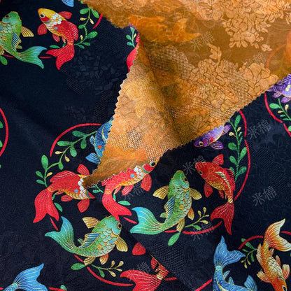 Colorful Fish Jacquard Fabric ��� Silk Ble" Wide