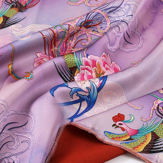 Tissu satin de soie acétate Xiangyun Tea : rideau imprimé numériquement, 150 cm de large