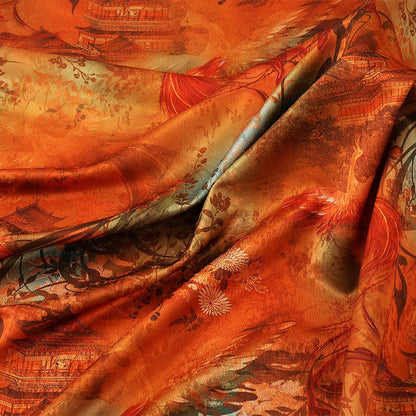 Red Cloud Yarn Floral Print Fabric: Silken Flow, 59" Wide