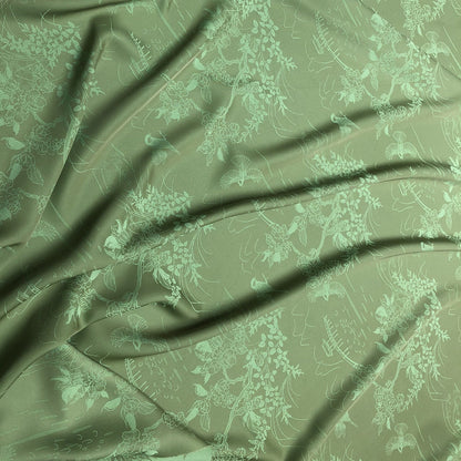 Bird Flower Jacquard Damask Fabric: Two-Sided Upholstery Material