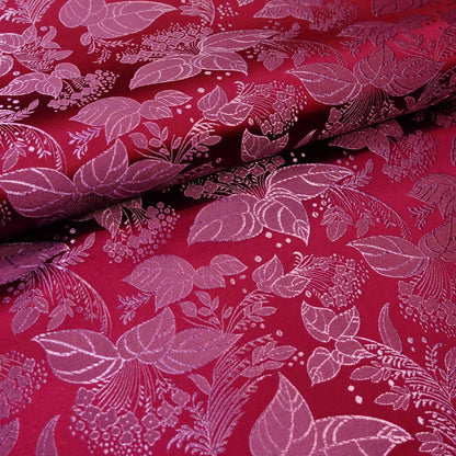 Brocart de soie à motif feuilles d'arbre, pour la confection de vêtements et d'articles d'ameublement - Largeur : 114 cm