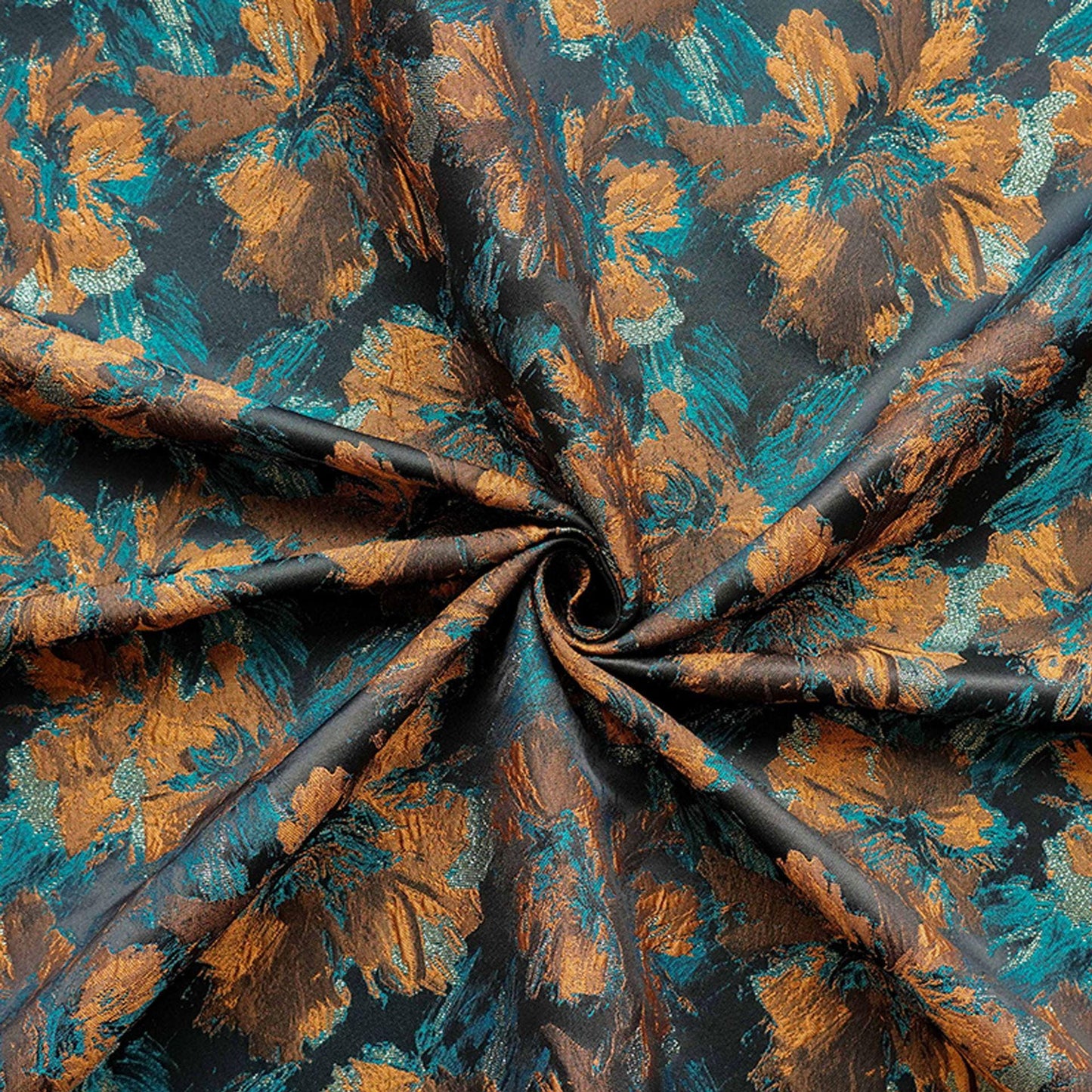Floral Jacquard Fabric | 3D Embossed Gold Thread, 61" Wide