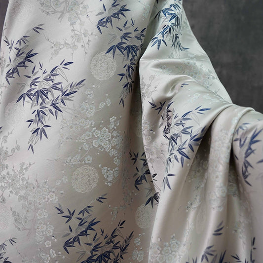 Tissu brocart prune bambou : mélange de rayonne de 150 cm de large, pour costumes et décorations