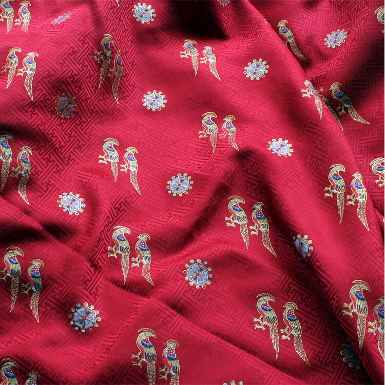 Queen Zhai Bird Brocade Fabric: 57"W Chinese Damask