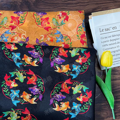 Colorful Fish Jacquard Fabric ��� Silk Ble" Wide