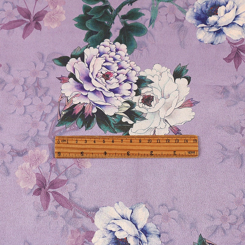 Floral Micro Faux Suede Fabric: 59" Wide, Upholstery & Apparel
