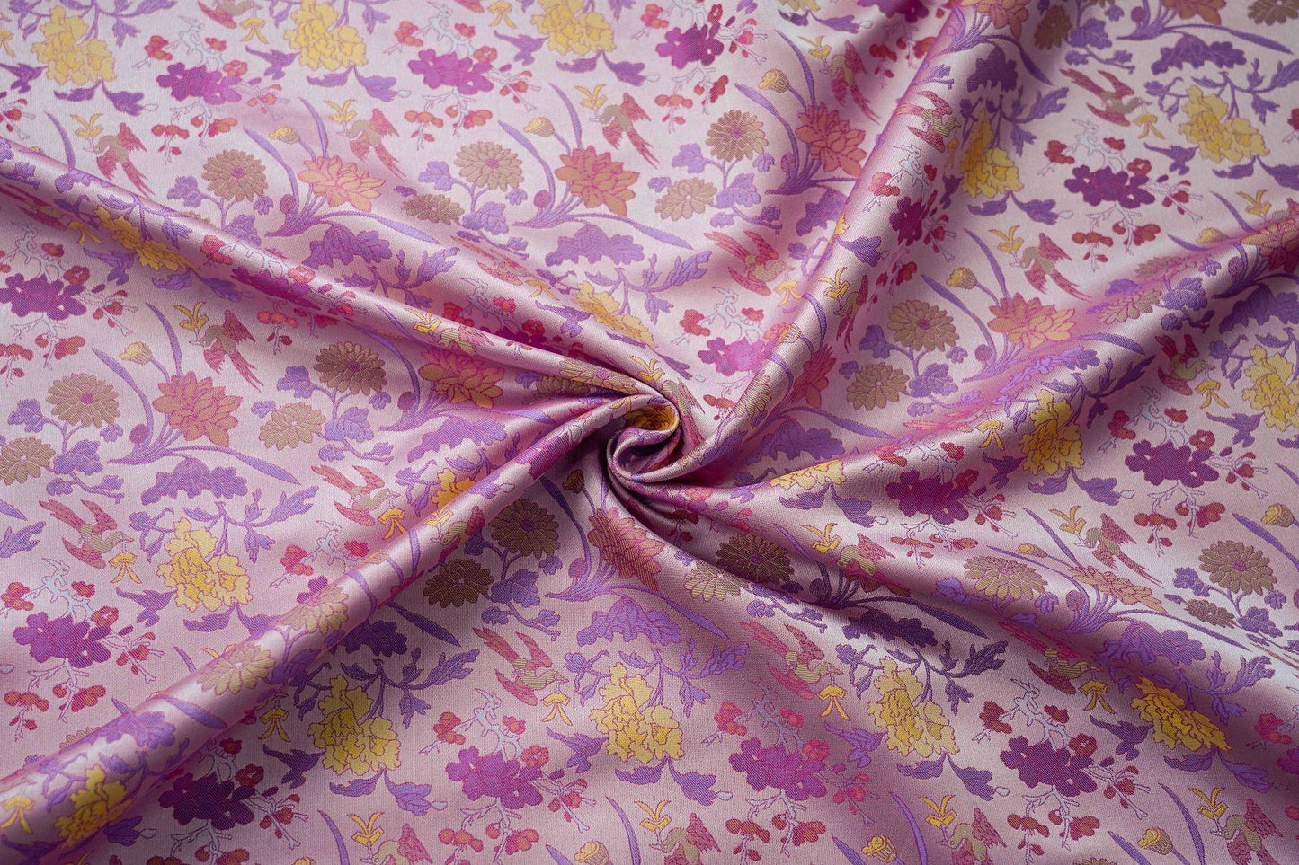 Vintage Jacquard Fabric: 3D Vivid Purple Floral, 55" Wide By The Meter