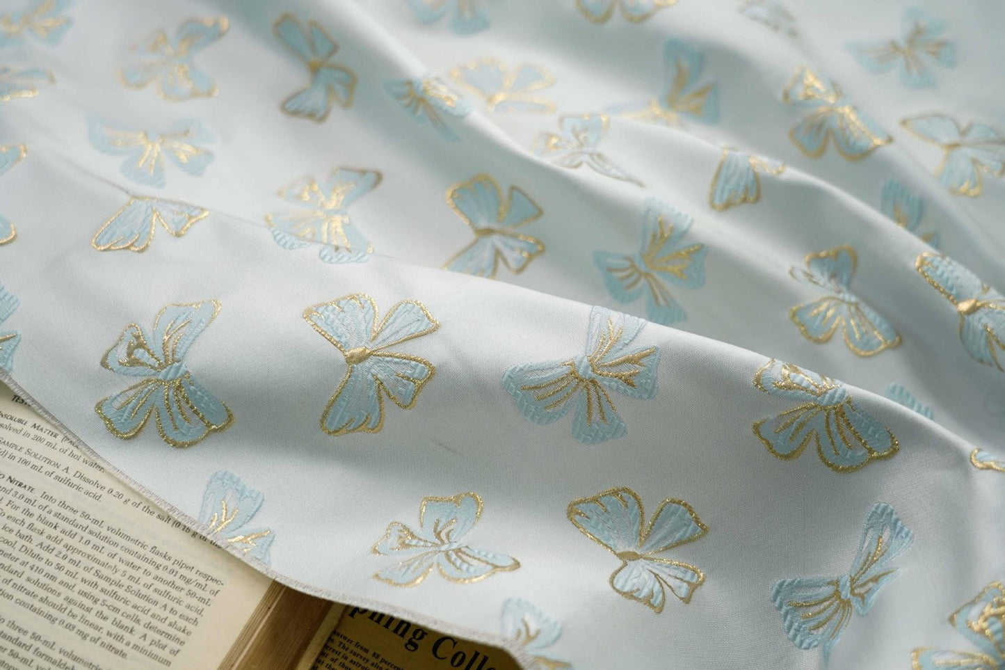 Butterfly Jacquard Fabric: Gold Thread Rayon Blend, 59" Wide By The Meter
