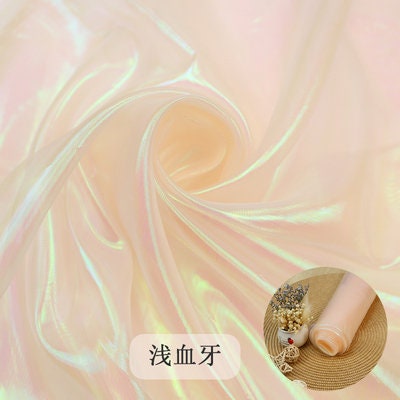 Iridescent Symphony Organza Fabric: Shimmering Crush Glass Yarn, 59" Wide