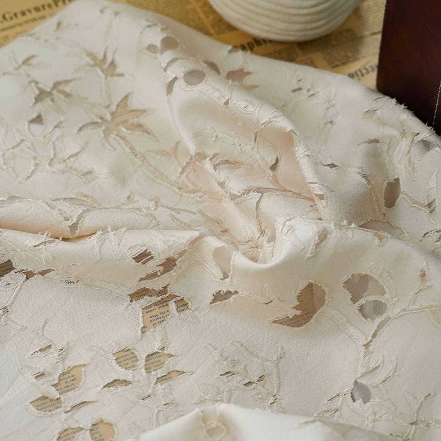 Flower Gauze Jacquard Fabric: Sheer Upholstery, Curtain Sewing Fabric (By Meter)