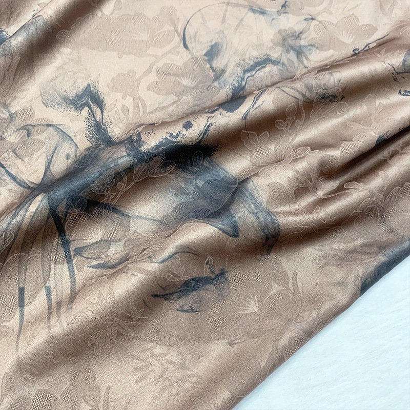 Floral Botanical Print Fabric: 55"W Polyester Spandex Blend